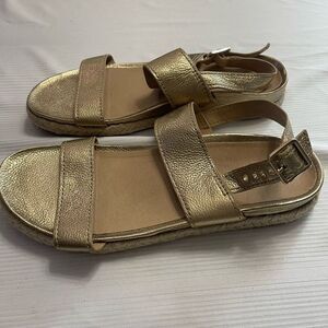 Vionic Gold Strappy Leather Sandals Size 11